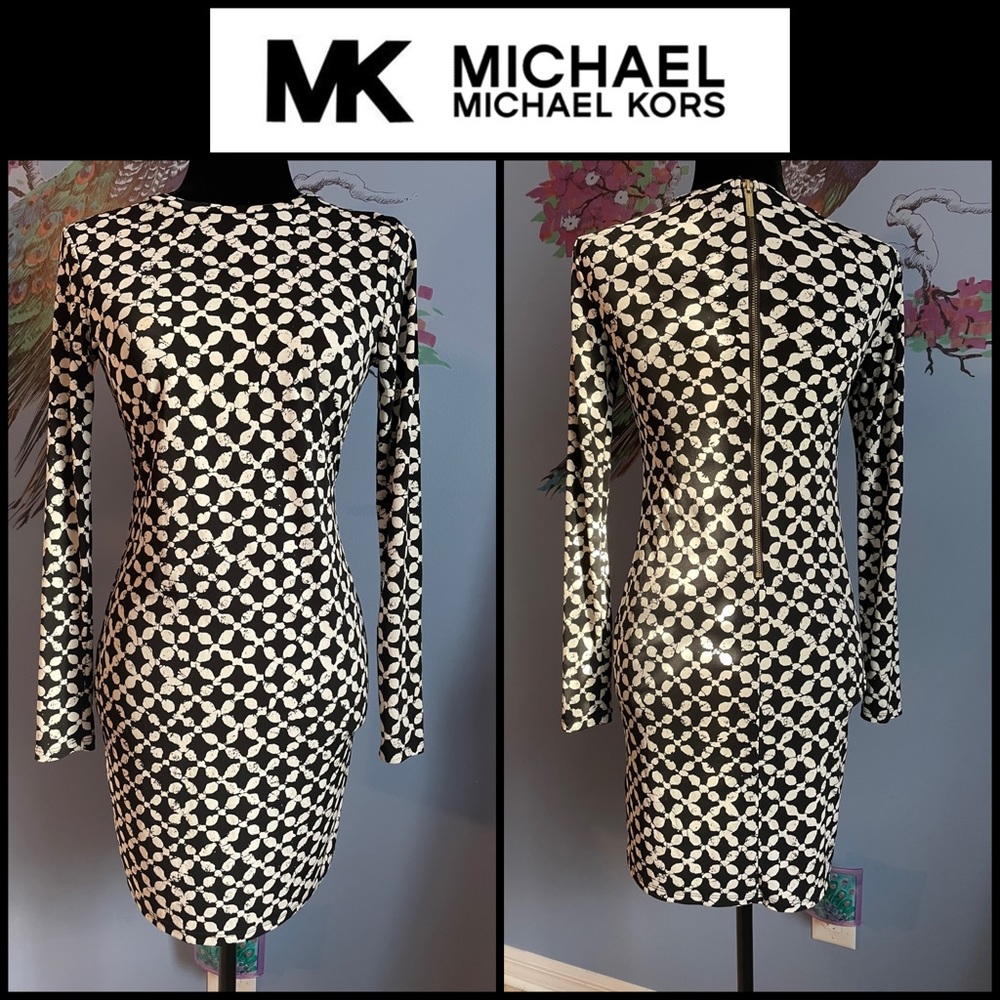 Michael Kors black and white long sleeve size XS dress - Picture 1 of 13